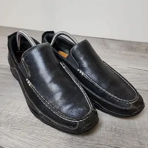 Cole Hahn Loafers Men's Size 10.5 Wide Black Leather White Stitch‎ C08039H10