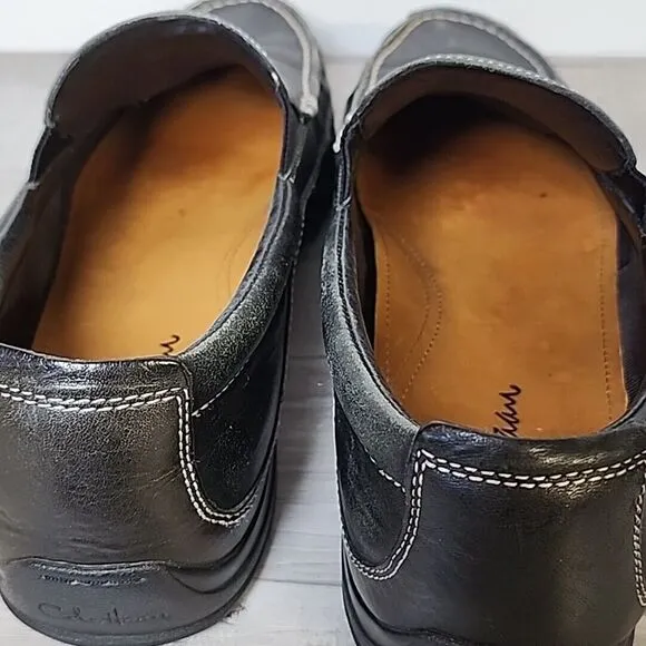 Cole Hahn Loafers Men's Size 10.5 Wide Black Leather White Stitch‎ C08039H10