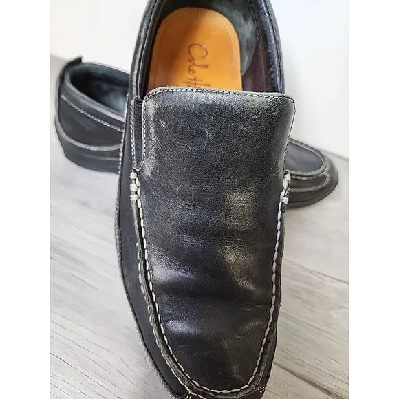 Cole Hahn Loafers Men's Size 10.5 Wide Black Leather White Stitch‎ C08039H10