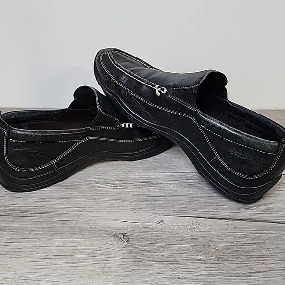 Cole Hahn Loafers Men's Size 10.5 Wide Black Leather White Stitch‎ C08039H10