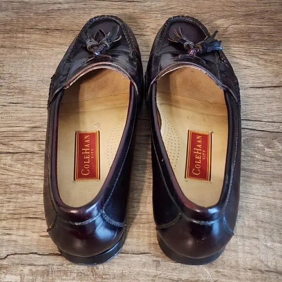 Cole Haan Tassel Men's Loafers Dress Shoes Size 10.5 Burgundy