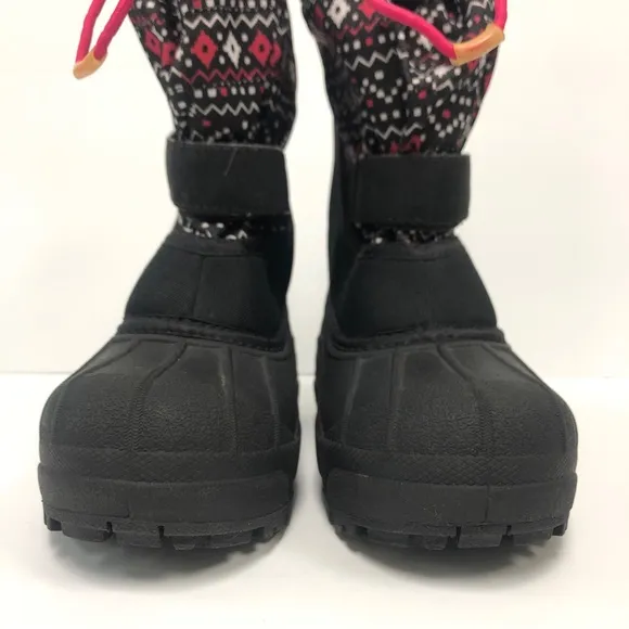 Columbia Black Pink Geometric Pixel Insulated Girls Winter Snow Boots Size 13