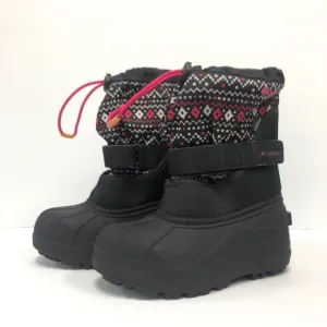 Columbia Black Pink Geometric Pixel Insulated Girls Winter Snow Boots Size 13