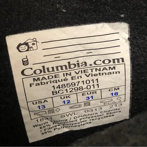 Columbia Black Pink Geometric Pixel Insulated Girls Winter Snow Boots Size 13