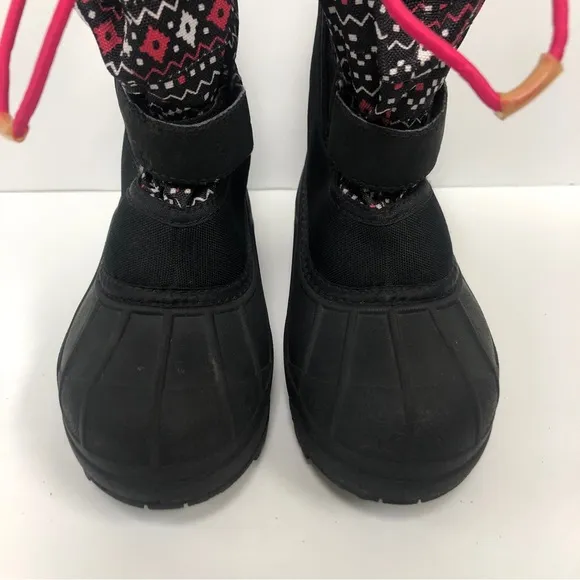 Columbia Black Pink Geometric Pixel Insulated Girls Winter Snow Boots Size 13