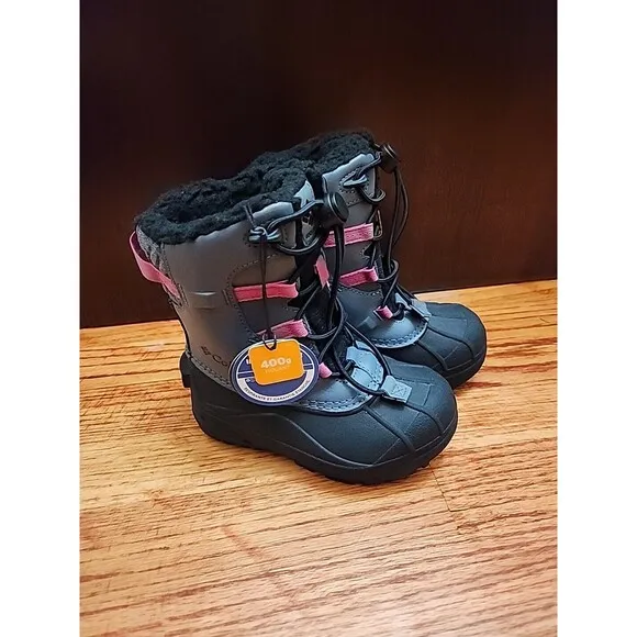 Columbia Bugaboot Celsius Snow Boots Kids Girls 11 Gray Pink NEW