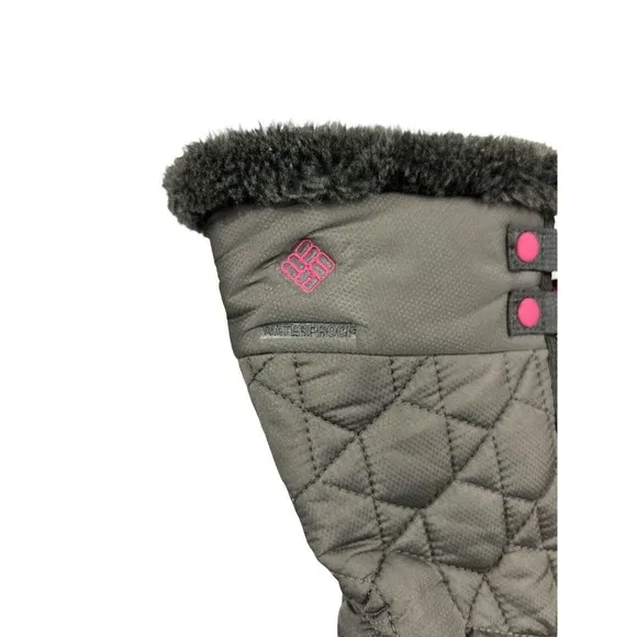 Columbia Minx Mid ||‎ Winter Boots Gray Waterproof Insulated Girls Sz 2 Pink