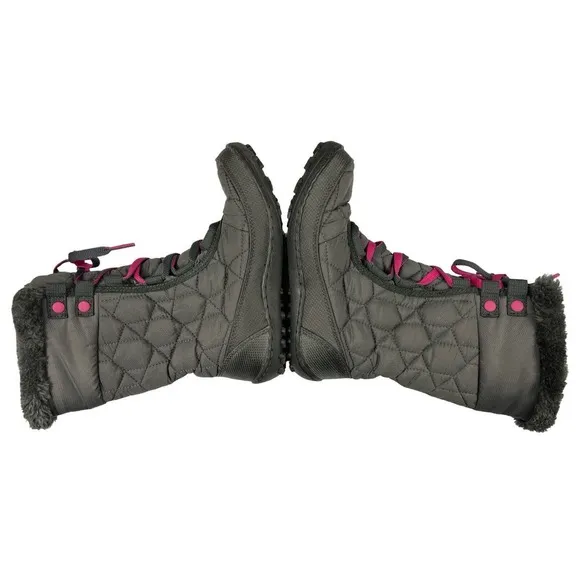 Columbia Minx Mid ||‎ Winter Boots Gray Waterproof Insulated Girls Sz 2 Pink