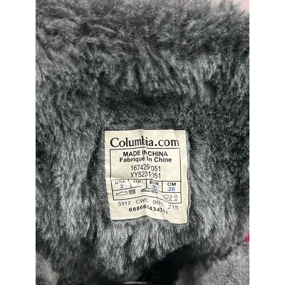Columbia Minx Mid ||‎ Winter Boots Gray Waterproof Insulated Girls Sz 2 Pink