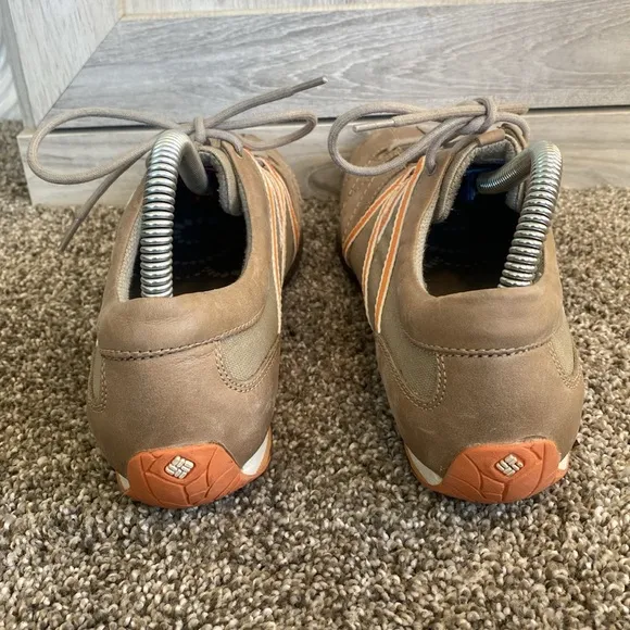 Columbia Pristine Women US 8.5 Laci Sneaker Tan Orange Sporty Shoe lace up Brown