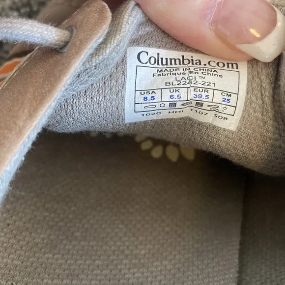 Columbia Pristine Women US 8.5 Laci Sneaker Tan Orange Sporty Shoe lace up Brown