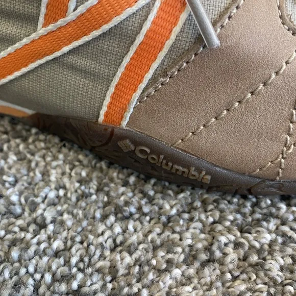 Columbia Pristine Women US 8.5 Laci Sneaker Tan Orange Sporty Shoe lace up Brown
