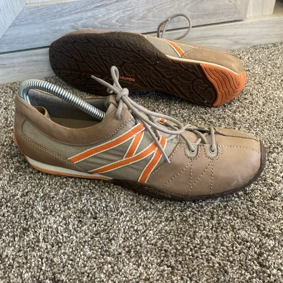 Columbia Pristine Women US 8.5 Laci Sneaker Tan Orange Sporty Shoe lace up Brown