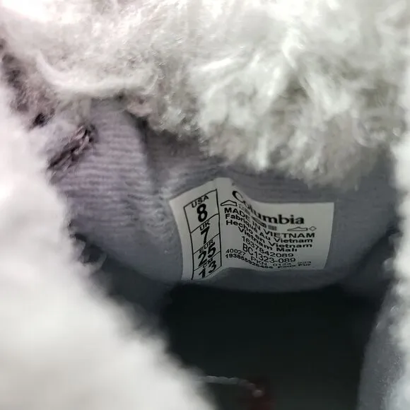 Columbia Rope Tow III Toddler Girls Size 8 Gray Pink Waterproof Snow Boots