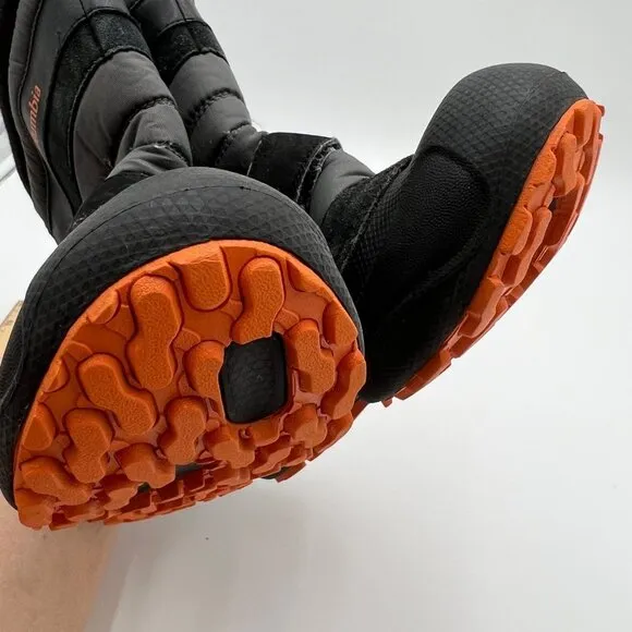 Columbia Techlite Boots Winter Snow Day Black Orange Leather Rubber size 6