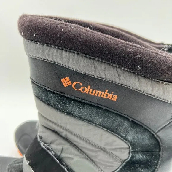 Columbia Techlite Boots Winter Snow Day Black Orange Leather Rubber size 6