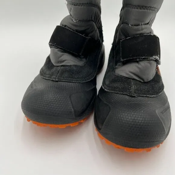 Columbia Techlite Boots Winter Snow Day Black Orange Leather Rubber size 6