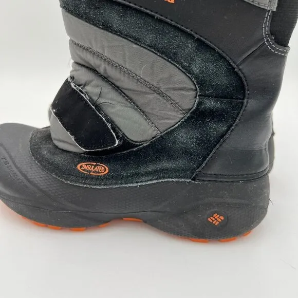 Columbia Techlite Boots Winter Snow Day Black Orange Leather Rubber size 6