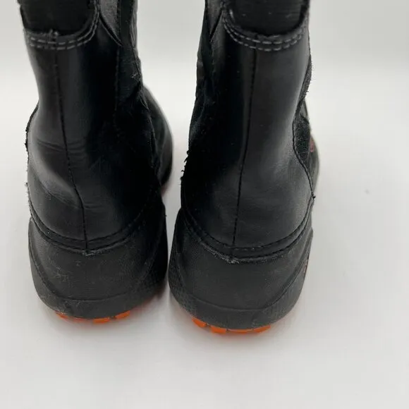 Columbia Techlite Boots Winter Snow Day Black Orange Leather Rubber size 6