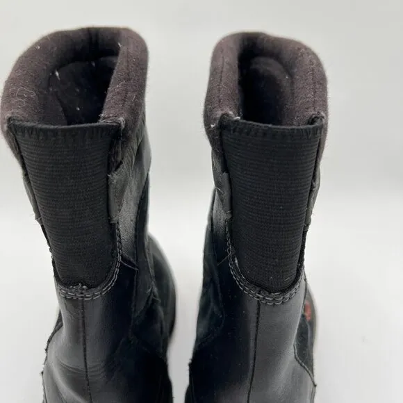 Columbia Techlite Boots Winter Snow Day Black Orange Leather Rubber size 6