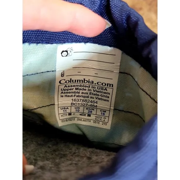 Columbia Toddler Blue Waterproof Snow Boots Size 11