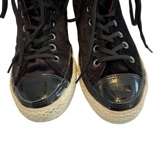 Converse All Star black velvet spiked high top sneakers