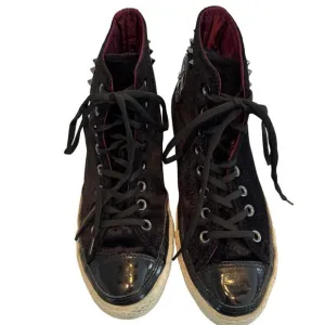 Converse All Star black velvet spiked high top sneakers