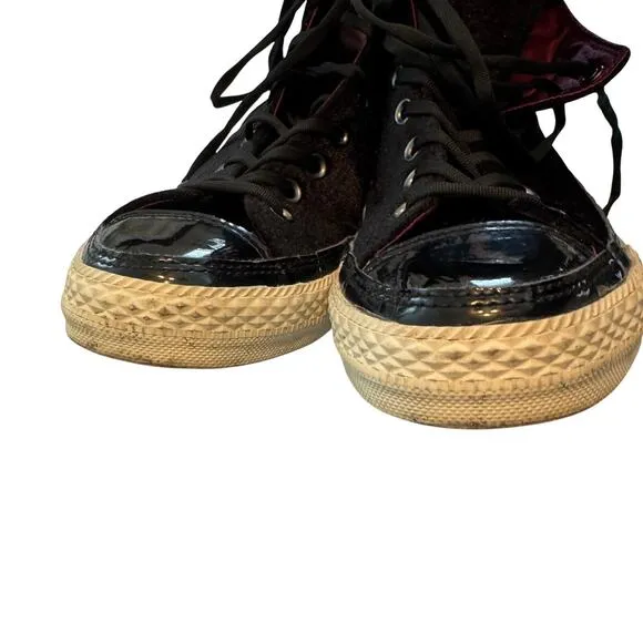 Converse All Star black velvet spiked high top sneakers