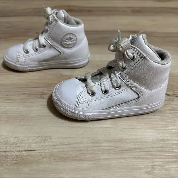 Converse All-Stars All White Leather High Top Sneakers size 6