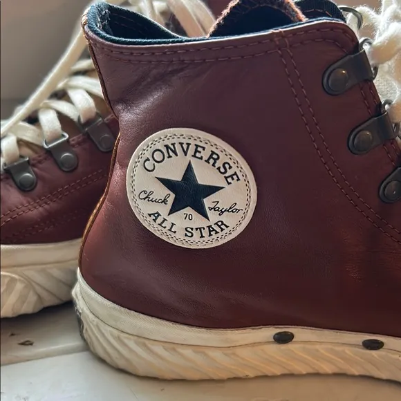Converse Brown and White leather High-Top Sneakers