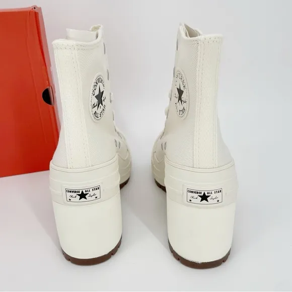 Converse Chuck 70 De Luxe Heeled Sneakers Shoes Lace Up Chunky Platform Egret