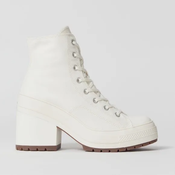 Converse Chuck 70 De Luxe Heeled Sneakers Shoes Lace Up Chunky Platform Egret