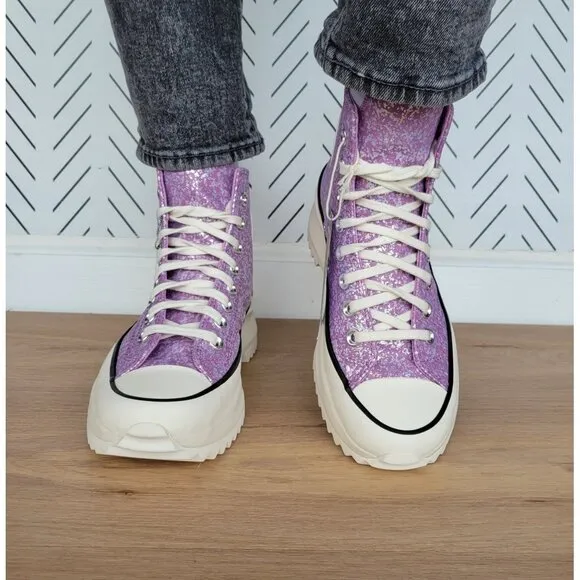 ⭐Converse Run Star Hike Hi Women Shoes Size 6.5 Purple Glitter Platform A10096C