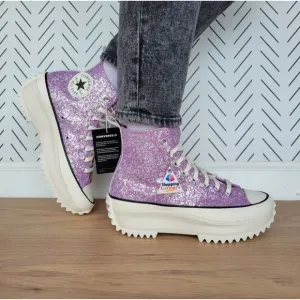⭐Converse Run Star Hike Hi Women Shoes Size 6.5 Purple Glitter Platform A10096C