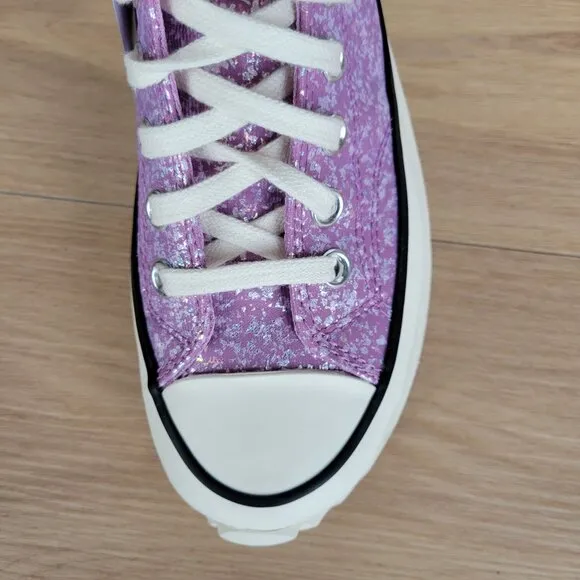 ⭐Converse Run Star Hike Hi Women Shoes Size 6.5 Purple Glitter Platform A10096C