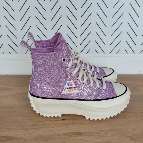⭐Converse Run Star Hike Hi Women Shoes Size 6.5 Purple Glitter Platform A10096C