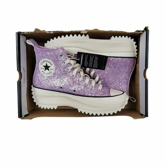 ⭐Converse Run Star Hike Hi Women Shoes Size 6.5 Purple Glitter Platform A10096C