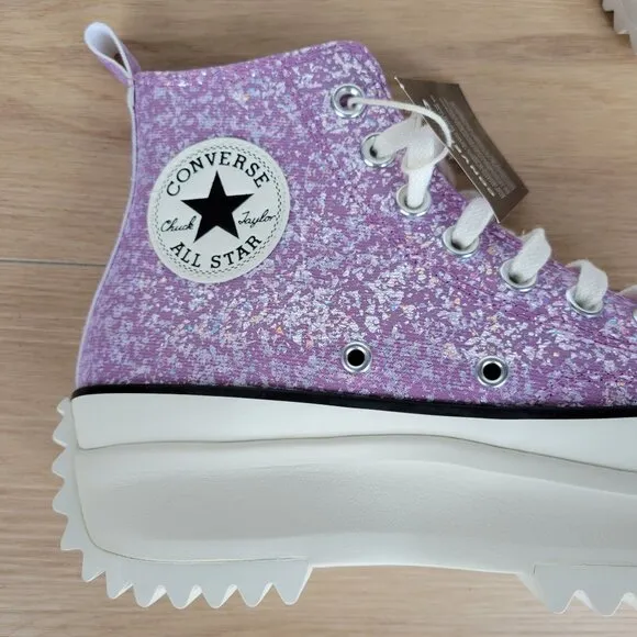 ⭐Converse Run Star Hike Hi Women Shoes Size 6.5 Purple Glitter Platform A10096C
