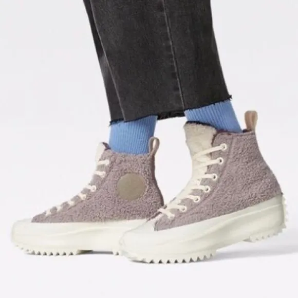 Converse Run Star Hike Platform Chunky Sneaker Rubber Sole High Top Sherpa 10.5