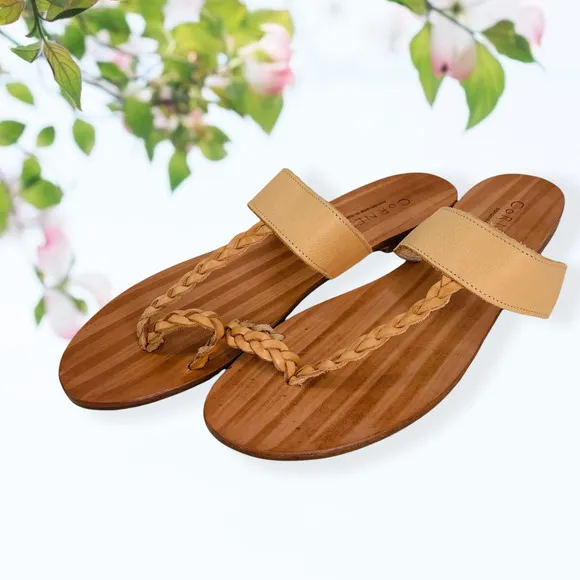 CORNETTI Tan Leather Sandals with braided detail - Size 44