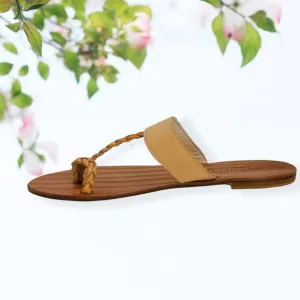 CORNETTI Tan Leather Sandals with braided detail - Size 44