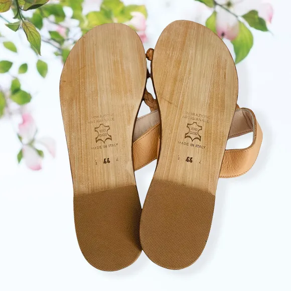 CORNETTI Tan Leather Sandals with braided detail - Size 44