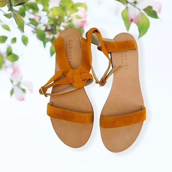 Cornetti Yellow Suede Leather Sandals Size 39