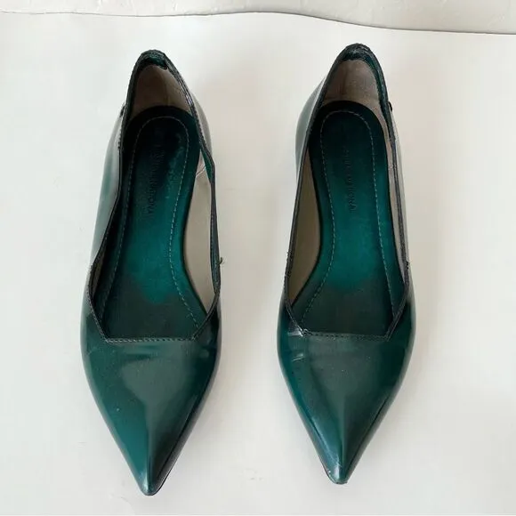 Costume National Emerald Green Pointed Toe Leather Flats