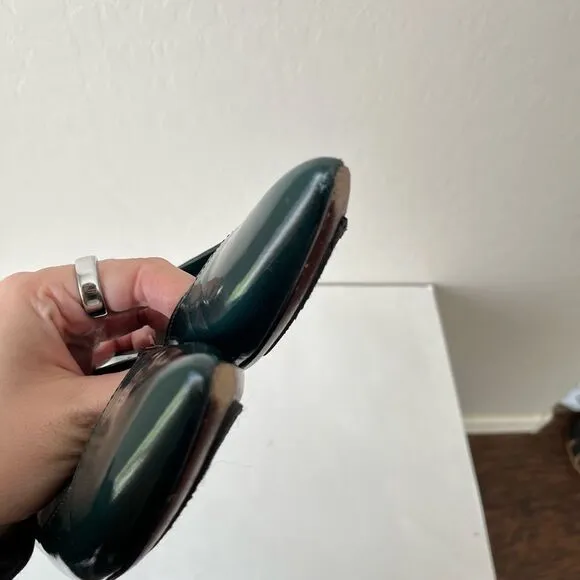 Costume National Emerald Green Pointed Toe Leather Flats