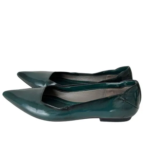 Costume National Emerald Green Pointed Toe Leather Flats