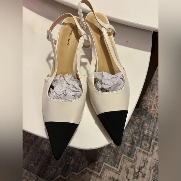 C.Paravano Pointed Toe Slingback Comfort Heeled Sandals Slip-On Flats