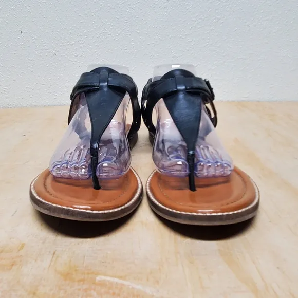 Crown Vintage Black Leather Sandals Size 11