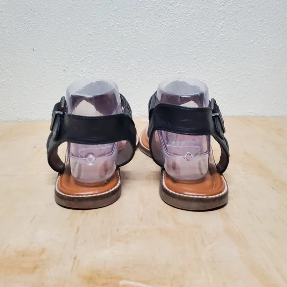 Crown Vintage Black Leather Sandals Size 11