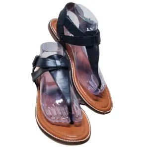 Crown Vintage Black Leather Sandals Size 11